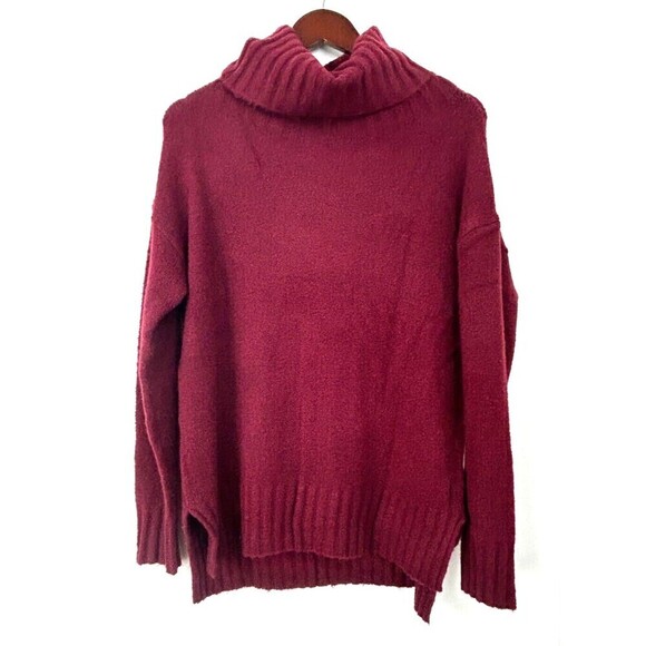 Womens Sweater Burgundy Knit Acrylic Long Raglan Sleeve Turtleneck Pullover Sz M - Picture 5 of 12